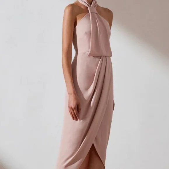 sachin and babi light blue dress Light Pink Smocked Halter Open Back Maternity Maxi Dress  PinkBlush
